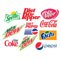 soda drinks bundle svg, trending svg, soda drink logo svg, sprite logo svg, coke logo svg, brand logo svg