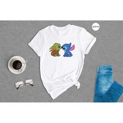 Baby Yoda And Stitch Shirt, Starwars Baby Yoda Shirt, Disney Baby Yoda Shirt, Kids Disneyland Shirt, Starwars Disney Shi