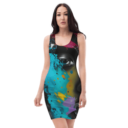 all-over printed women fitted dress