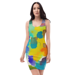 all-over printed women fitted dress