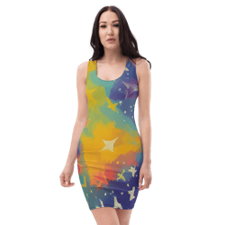 all-over printed women fitted dress
