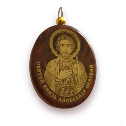 Saint Alexander Nevsky medallion made of vulcanic lava from Mount Ararat 1 x 3/4" free shipping