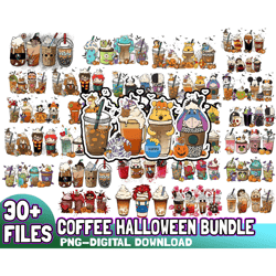 halloween coffee png bundle, halloween boo coffee png, villains latte, fall latte png, horror movie inspired coffee inst