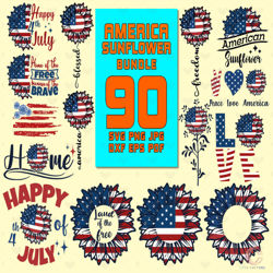90 files america sunflower bundle svg, independence day svg, 4th of july, sunflower bundle, usa flag png