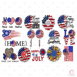 america flags bundle svg, 4th of july, american flag svg, sunflower svg,  independence day svg
