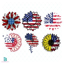 american flag sunflower bundle svg, 4th of july svg, patriotic sunflower svg
