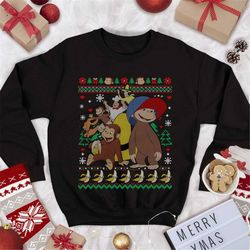 curious george ugly christmas sweatshirt curious george christmas sweater curious george family xmas shirt christmas par
