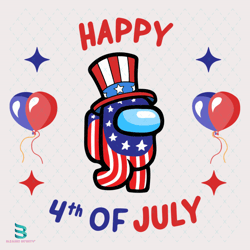 happy 4th of july among us svg, american flag svg, among us svg