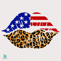 lips american flag leopard svg, 4th of july 2023, american flag svg, america svg