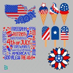 happy 4th of july ice cream bundle svg, 4th of july 2023, american flag