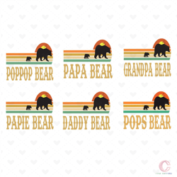 6 files fathers day bear bundle svg, fathers day svg, papa bear svg, grandpa bear svg