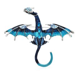 Dragon brooch, Blue, Brown, Grey, Green, Fantasy Statement jewelry for men or woman, Gift