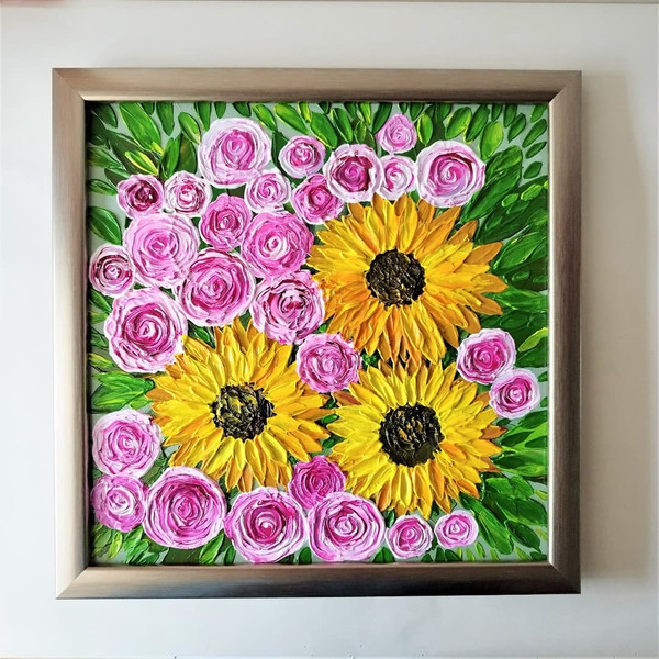 Textured-acrylic-painting-sunflowers-and-roses-floral-art-in-a-frame.jpg
