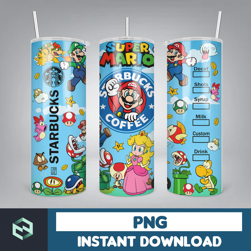 Cartoon Tumbler Wrap, 20oz Skinny Tumbler Sublimation Design, Sublimation Design, Mario Tumbler, 20oz Skinny Straight,Cartoon Tumbler (1).jpg