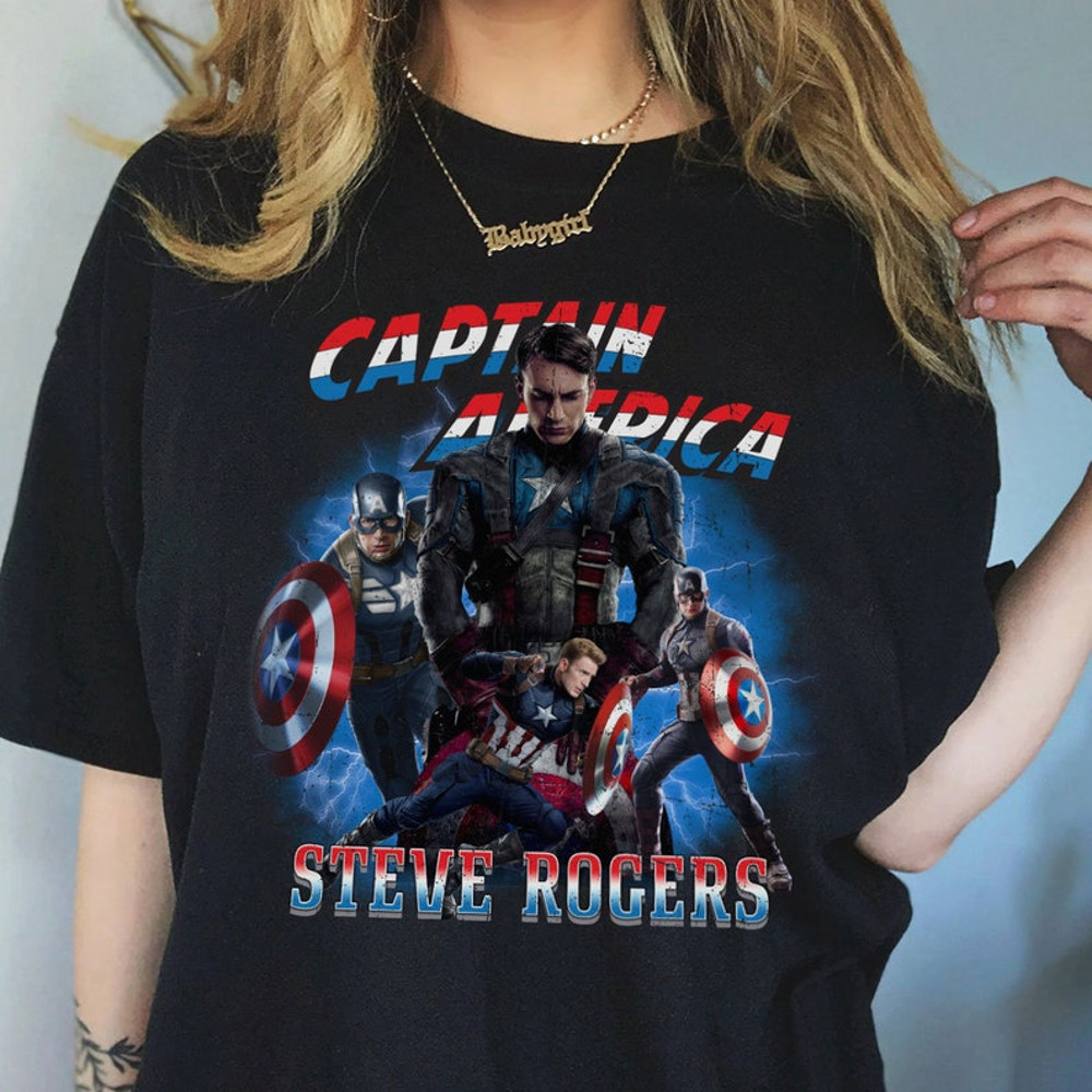 Captain America Shirt, Captain America Bootleg, Steve Rogers Vintage Shirt, Chris Evans, 90s Vintage Graphic Tee, Marvel Gift for Woman.jpg