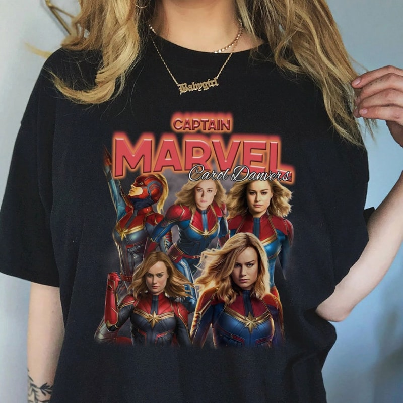 Captain Marvel Vintage Shirt, Captain Marvel Carol Danvers Bootleg Shirt, 90s Vintage Graphic Tee, Marvel Gift for woman, Brie Larson Shirt.jpg