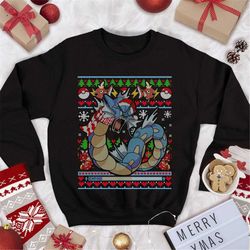 gyarados ugly christmas sweater gyarados christmas sweatshirt magikarp chirstmas sweatshirt anime ugly sweater pocket mo
