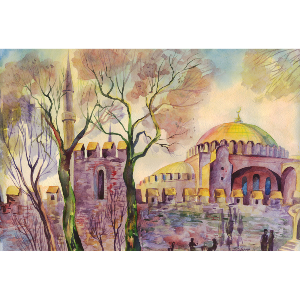 Весна в Стамбуле. Зателепина Александра, бумага, акварель, 29 х 42 см, 2011г.jpg