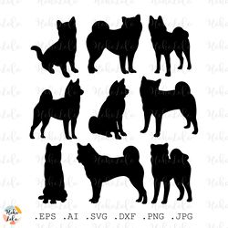 shiba inu svg, dog silhouette, dog svg, stencil template dxf, cricut files svg, clipart png, shiba inu silhouette