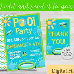 pool party invites, pool party invitation