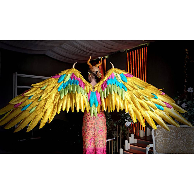 adult wings costume, gold angel wings, devil wings, phoenix costume, articulating wings, gold cosplay wings, moving anime wings, movable wings, wings of fire, p