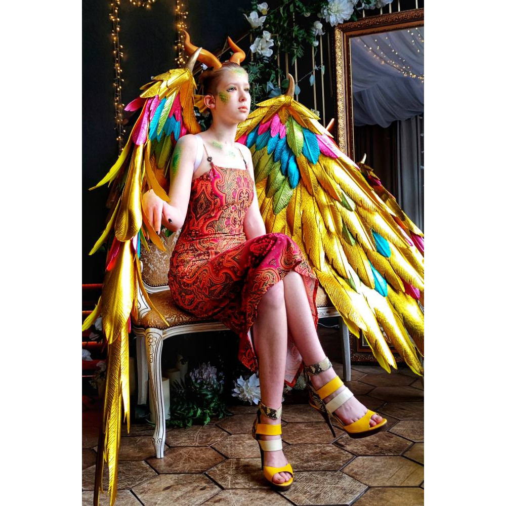 adult wings costume, gold angel wings, devil wings, phoenix costume, articulating wings, gold cosplay wings, moving anime wings, movable wings, wings of fire, p