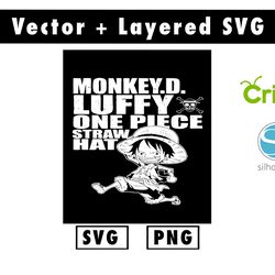 monkey.d. luffy one piece straw hat svg & png files for cricut machine , anime svg , manga svg , goku svg
