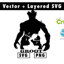 groot svg & png files for cricut machine , anime svg , manga svg , goku svg