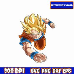 goku svg, dragon ball, cricut cutting file, cartoon clipart, image files, svg,png,pdf bundle, birthday invitation svg