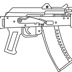aks-74u gun line art vector file laser engraving, cnc router, cutting, engraving, cricut, vinyl cutting file