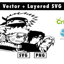 sasuke and sakura svg & png files for cricut machine , anime svg , manga svg , goku svg