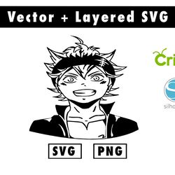 black clover svg & png files for cricut machine , anime svg , manga svg , goku svg