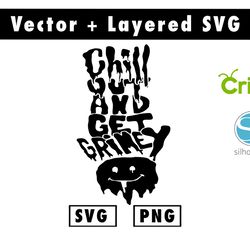 chill out and get grimey svg & png files for cricut machine , anime svg , manga svg , goku svg