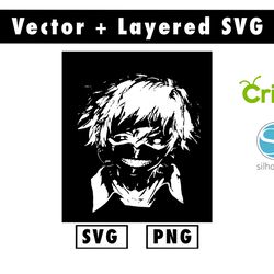 kaneki ken svg & png files for cricut machine , anime svg , manga svg , goku svg