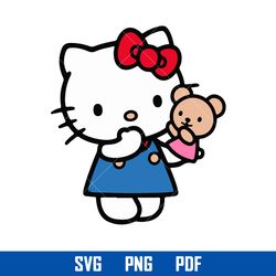 hello kitty and teddy bear svg, kawaii kitty cat svg, hello kitty cricut svg, cartoon svg, png pdf, hk19052326