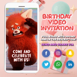 turning red digital video invitation animation with music