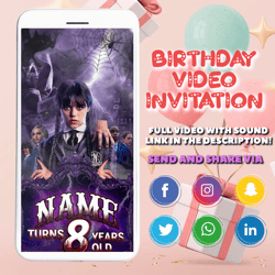 girls birthday invitation, girls birthday video invitation, girls invitation, birthday party, birthday invitation, video