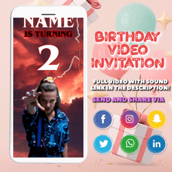 stranger things birthday video invitation, stranger things video invitation, stranger things digital invit, halloween