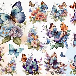 butterfly floral watercolor png