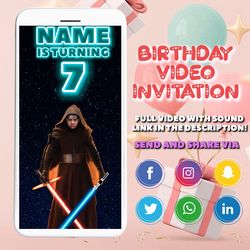 jedi, star wars, video invitation, digital, custom, personalized, birthday, party