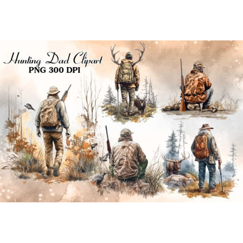 Hunting-Dad-Watercolor-Clipart-Bundle-Graphics-70049470-1-1-580x387.jpg