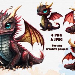 Cute Red Dragon Sublimation Clipart