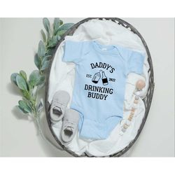 Daddy's Drinking Buddy Est. 2023 Infant Bodysuit, Funny Drinking Dad Baby Bodysuit, Humorous Infant Bodysuit