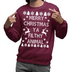 merry christmas you filthy animal magic of christmas pullover sweatshirt jumper novelty sweater xmas gift
