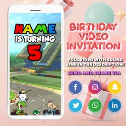 super mario animated invitation, super mario invitation, super mario invitation card, super mario video invitation