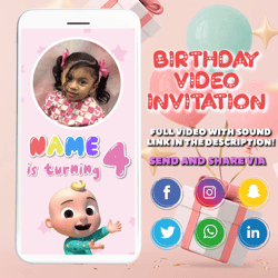 animated video birthday invitation | animated video invitation, girl birthday video invitation