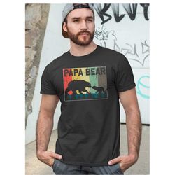 fathers day papa bear vintage sunset forrest gift for fathers day slogan t shirt ideal for dad, husband, grandfather