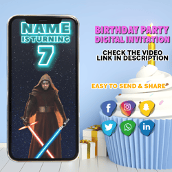 Jedi, Star Wars, Video Invitation, digital, custom, personalized, birthday, party