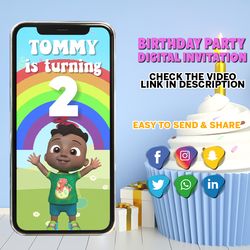coco melon cody birthday video invitation, melon invite, melon animated birthday invitation, video invite, girl and boy
