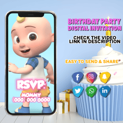 Cocomelon Video Invite, Cocomelon Video, Cocomelon Mp4, Animated invite, Video Evite, Logo and Personalized Data